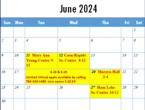 June proprty tsx assistance schedule