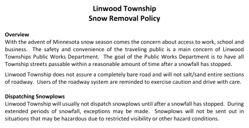 Snow Removal Policy Snippet - please refer to full version found by following the associated link