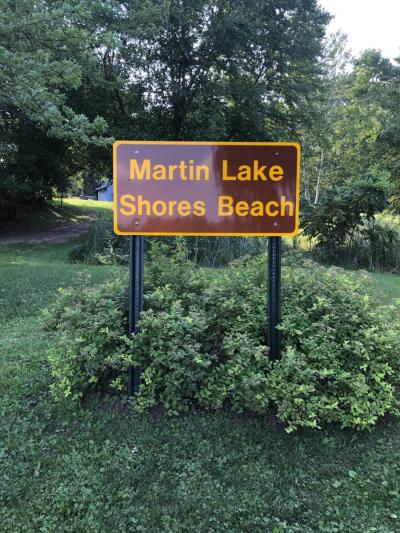 martin lake shore beach sign