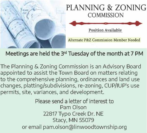 planning and zoning alternate volunteer needed 