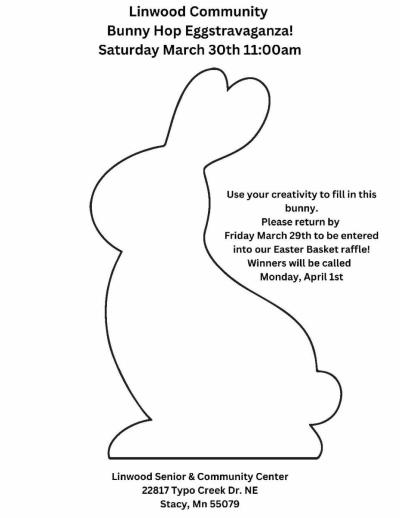 easter coloring contest image. return by March 29th. Click image for printable image.